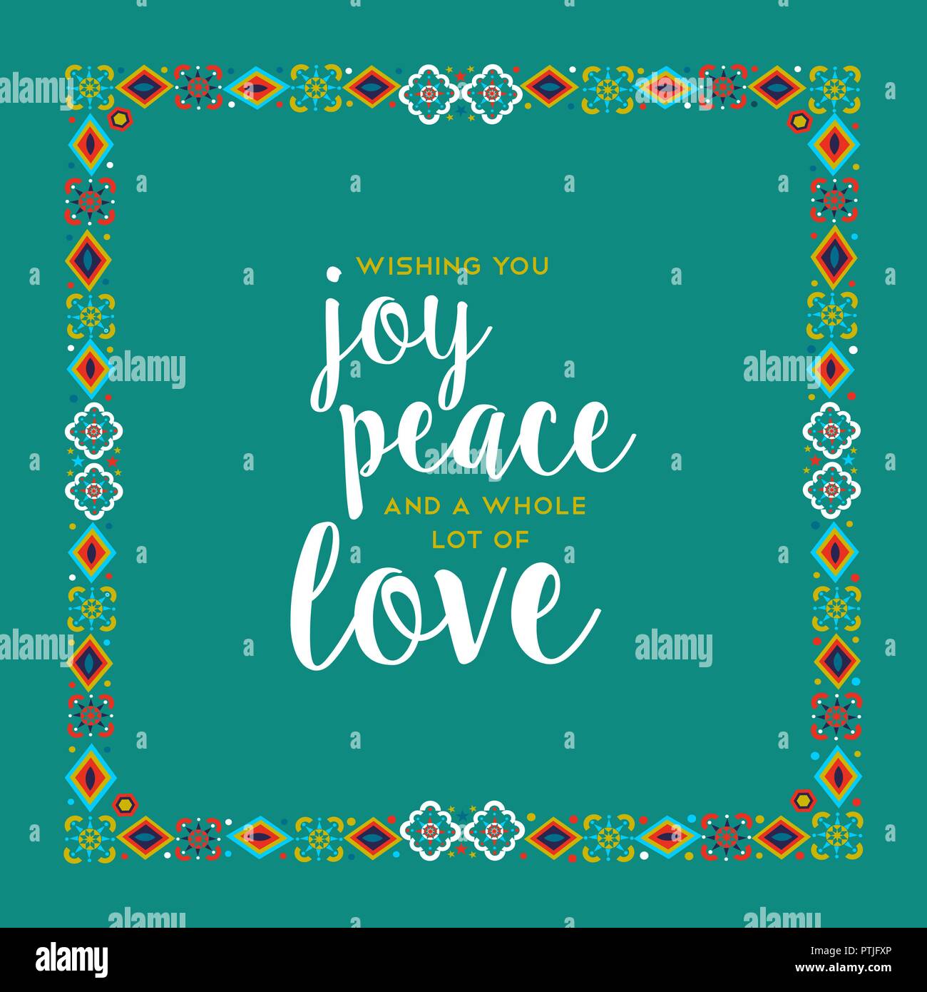 Merry Christmas holiday greeting card illustrazione. Abstract decorazione di stile con colorate telaio geometrico in colori festosi. EPS10 vettore. Illustrazione Vettoriale