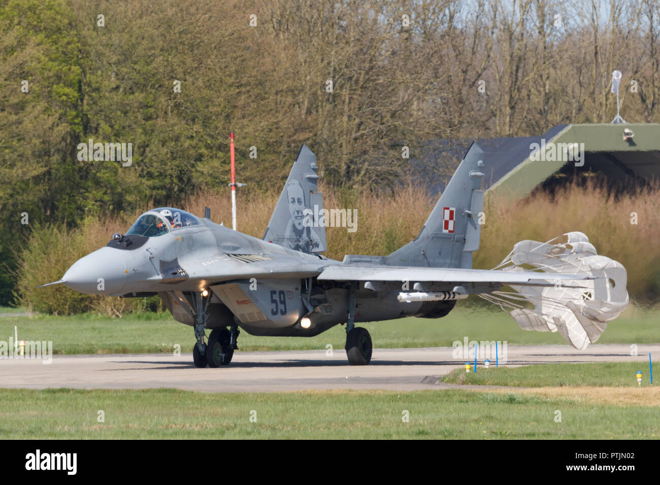 Leeuwarden, Paesi Bassi, 18 Aprile 2018: Un Polish Air Force MiG-29 durante il frisone bandiera esercizio Foto Stock