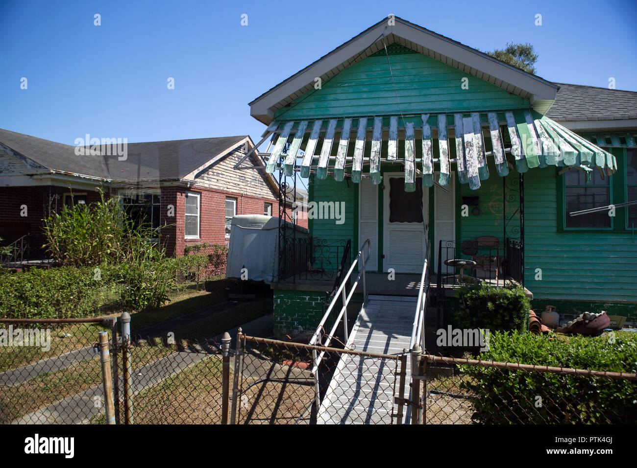 New Orleans edifici che sono state danneggiate in uragano Katrina Foto Stock