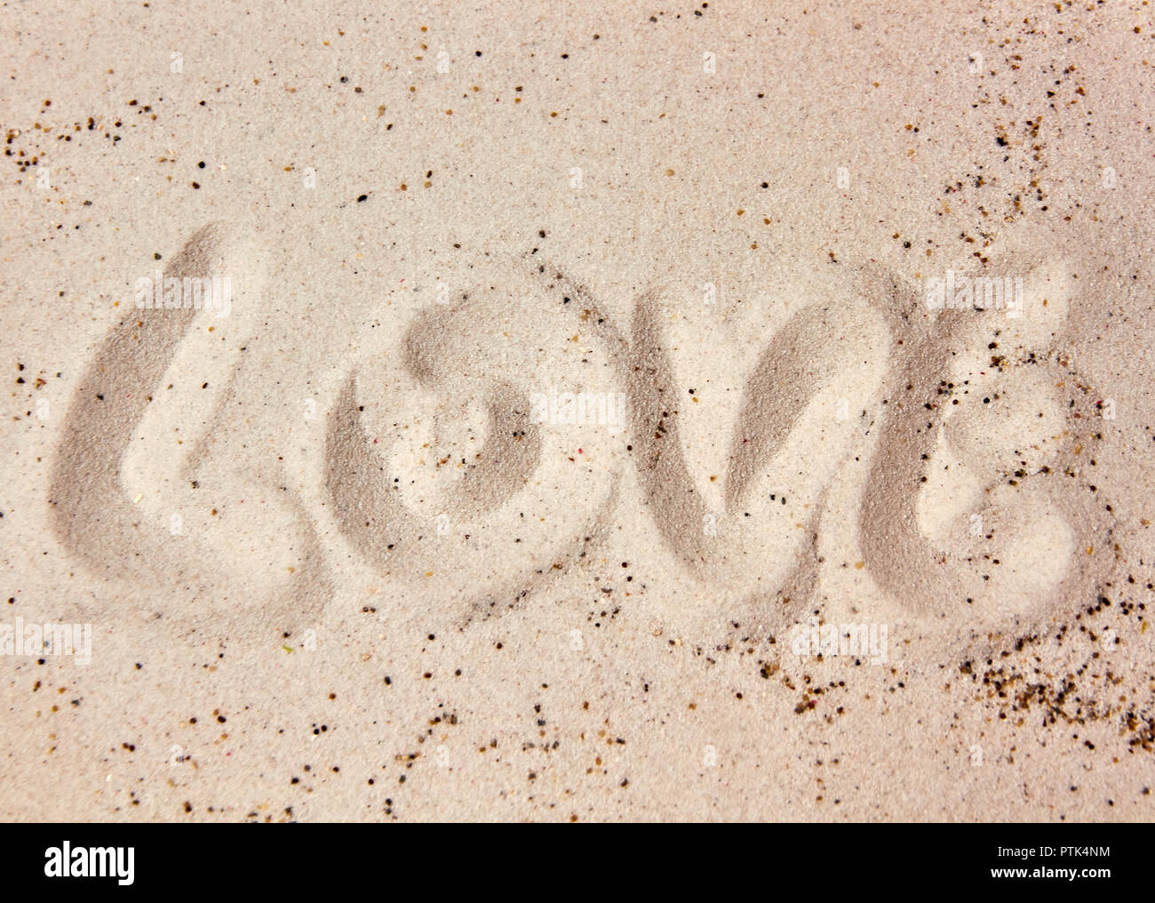 Il messaggio di amore nella sabbia Foto Stock