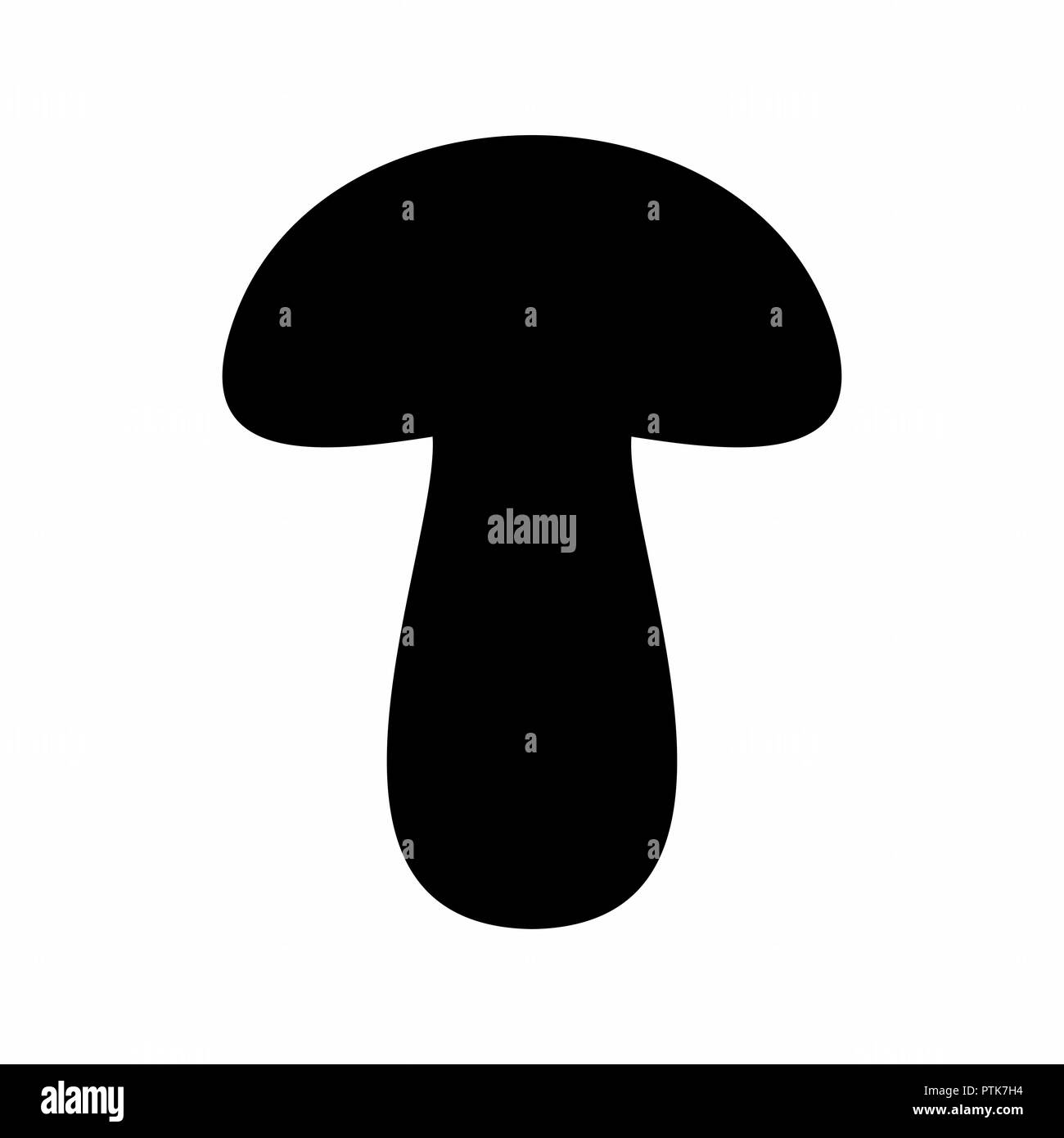 Sagoma scura di un fungo isolato su sfondo bianco Illustrazione Vettoriale