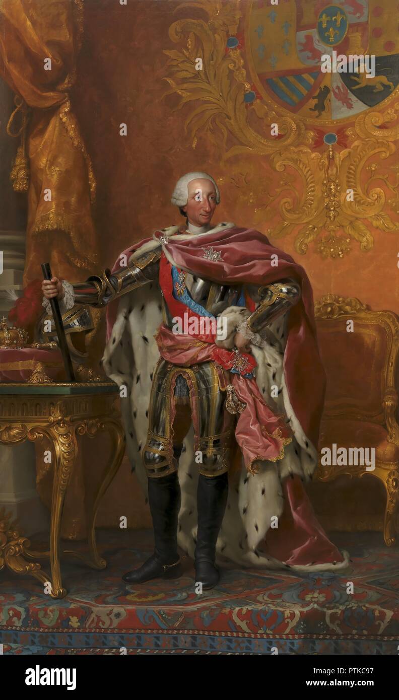 Anton Raphael Mengs / "Ritratto di Re Carlo III di Spagna", 1765, olio su tela, 283 x 170 cm. Museo: Statens Museum Kunst. Autore: MENGS ANTON RAFAEL. Foto Stock