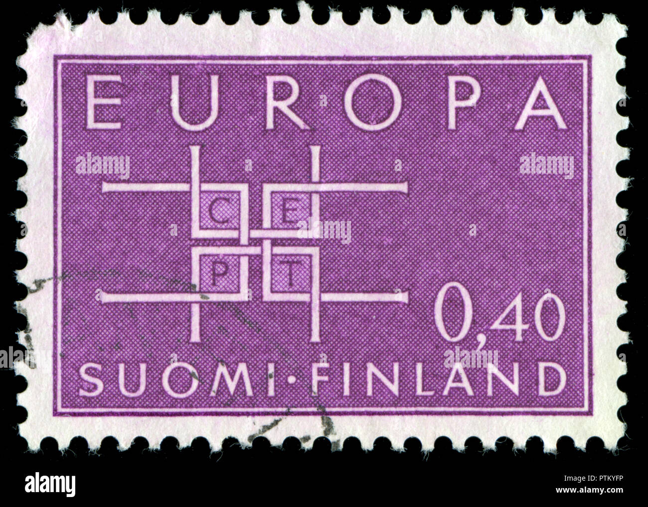 Con timbro postale timbro dalla Finlandia in Europa (C.E.P.T.) 1963 - Serie Quadra emesso nel 1963 Foto Stock