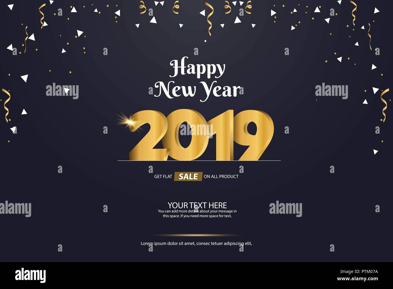 Felice Anno Nuovo 2019 Vendita astratto sfondo vettoriale modello di progettazione Illustrazione Vettoriale