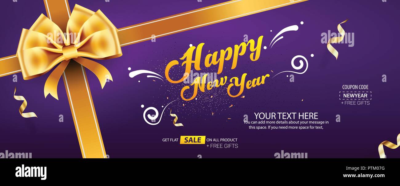 Felice Anno Nuovo Vendita banner vettore copertura Modello di progettazione Illustrazione Vettoriale