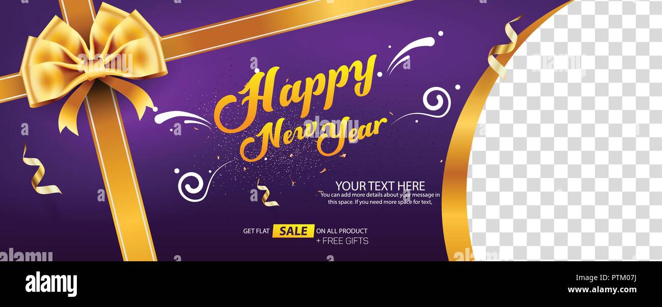 Felice Anno Nuovo Vendita banner vettore copertura Modello di progettazione Illustrazione Vettoriale