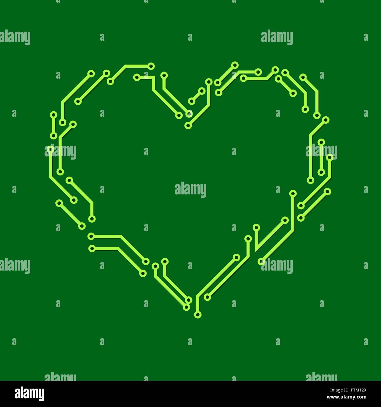 Chip di computer con il simbolo del cuore Illustrazione Vettoriale