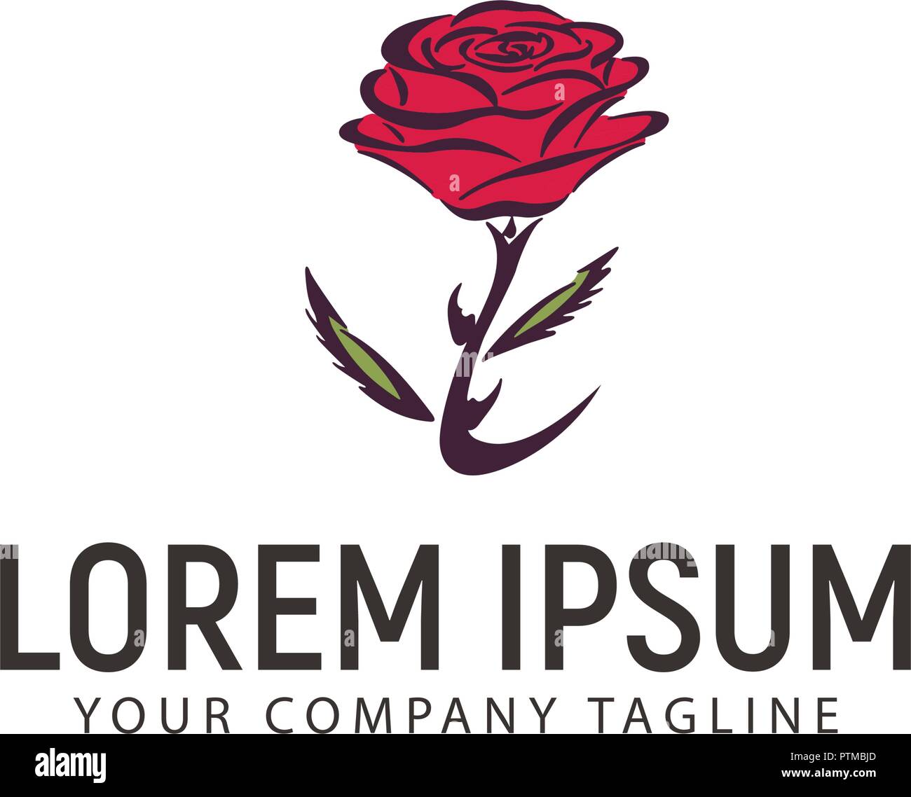Rose fiore logo design modello di concetto Illustrazione Vettoriale