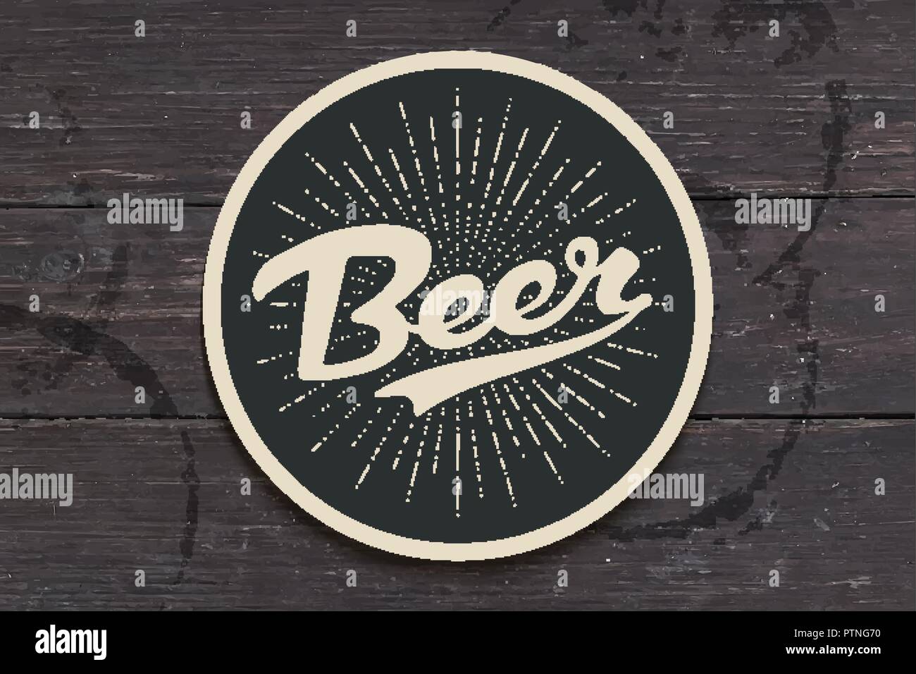 Coaster per la birra con disegnati a mano scritte birra Illustrazione Vettoriale