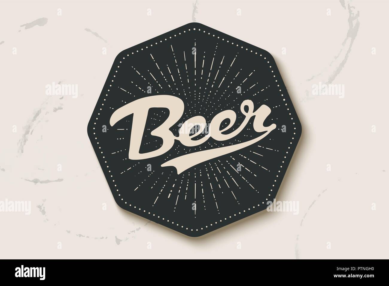 Coaster per la birra con disegnati a mano scritte birra Illustrazione Vettoriale