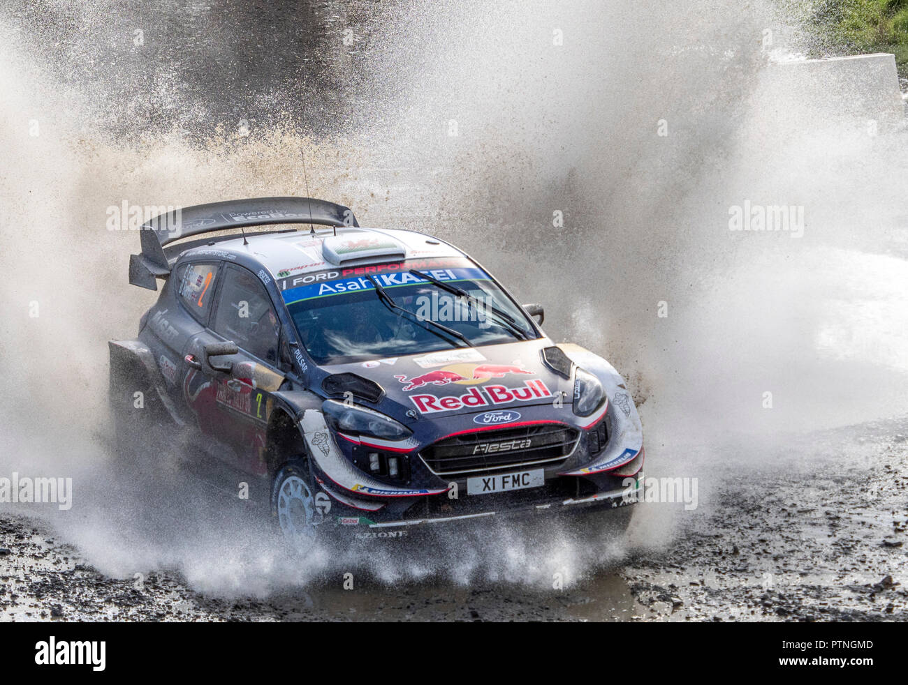 Elfyn Evans/Daniel Barritt, Ford Fiesta WRC Rally Galles GB 2018 Foto Stock