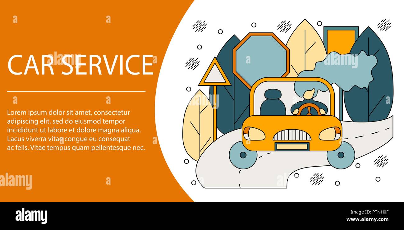 Illustrazione Vettoriale nozione di servizio auto. Creative Design piatto per i banner web, materiale di marketing business presentation. Illustrazione Vettoriale