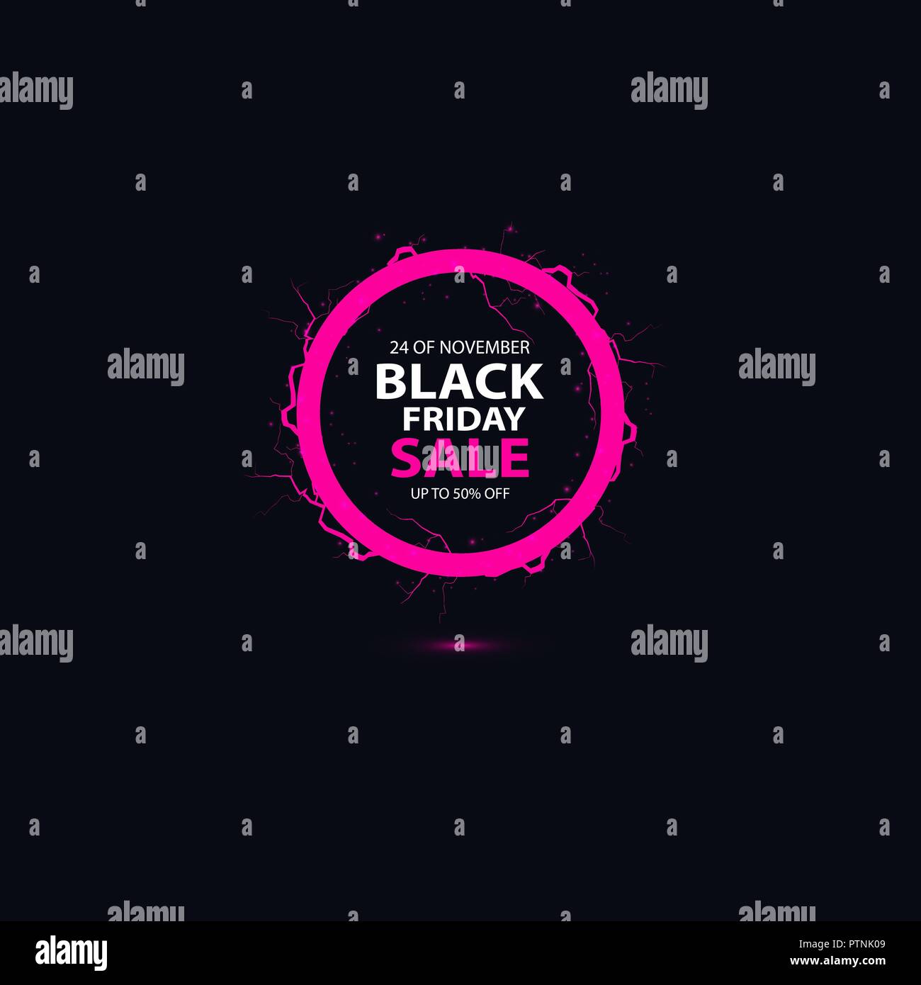 Venerdì nero vendita banner con brillante rotondo sfondo astratto Illustrazione Vettoriale