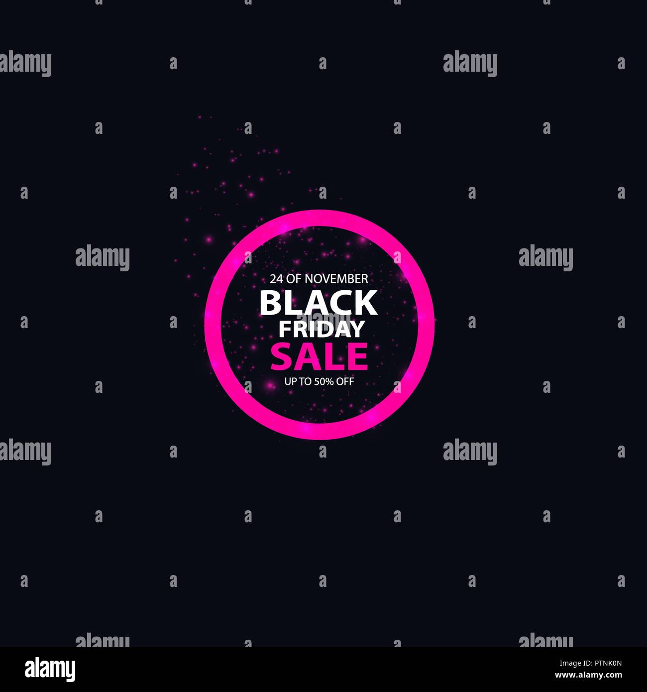 Venerdì nero vendita incandescente insegna al neon su sfondo nero. Luce di sfondo vettoriale per la vostra pubblicità, sconti e business Illustrazione Vettoriale