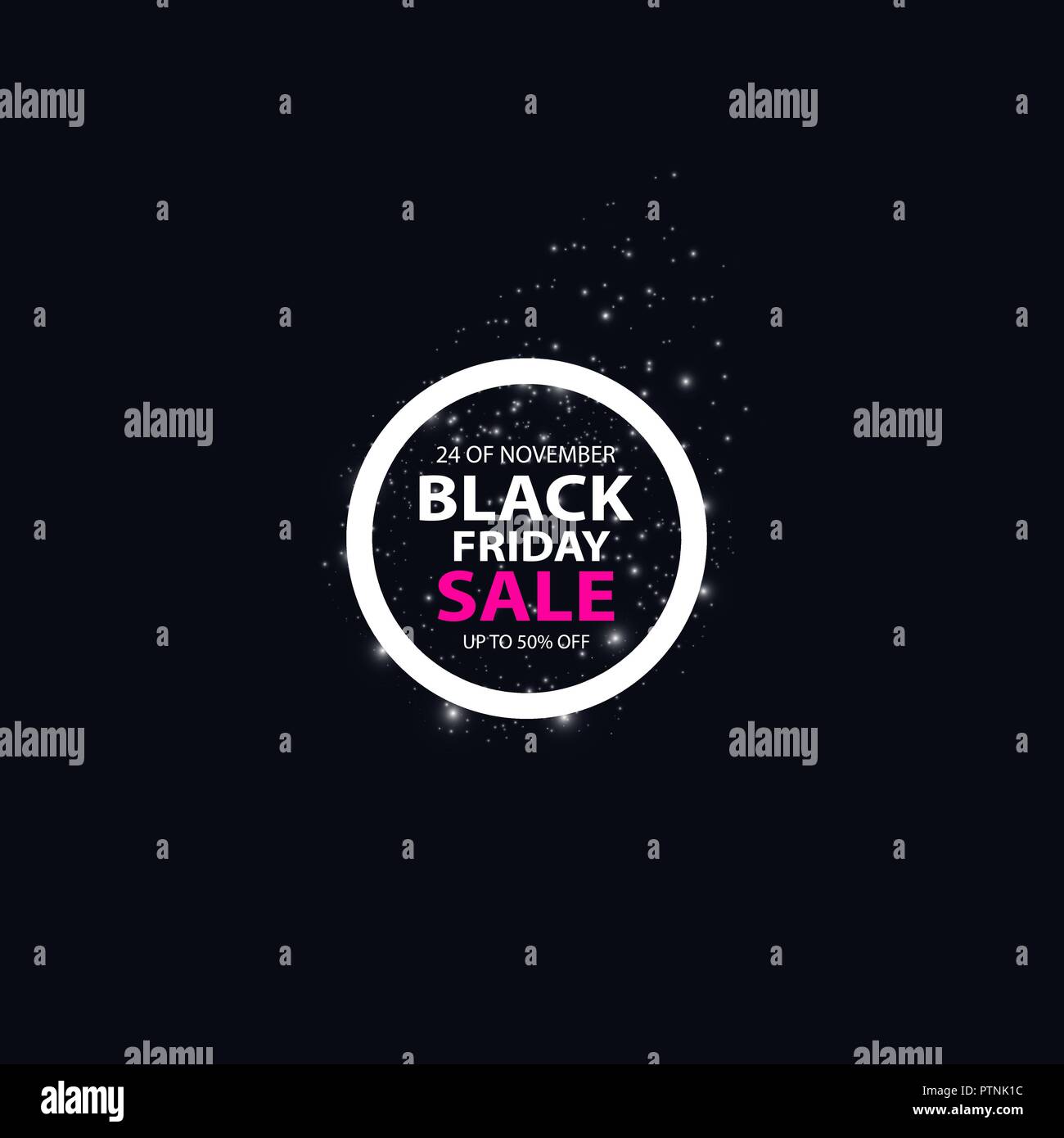 Venerdì nero vendita incandescente insegna al neon su sfondo nero. Luce di sfondo vettoriale per la vostra pubblicità, sconti e business Illustrazione Vettoriale