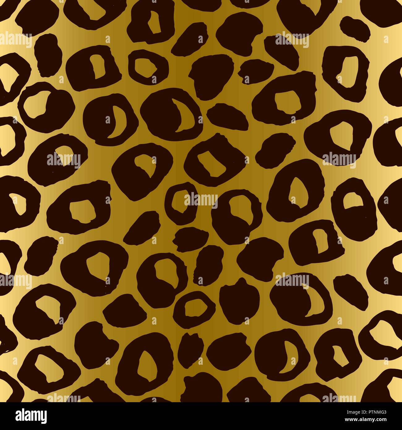 Seamless pattern di leopard. Pelle di animale grunge texture. Oro gradiente dello sfondo. Illustrazione Vettoriale. Illustrazione Vettoriale