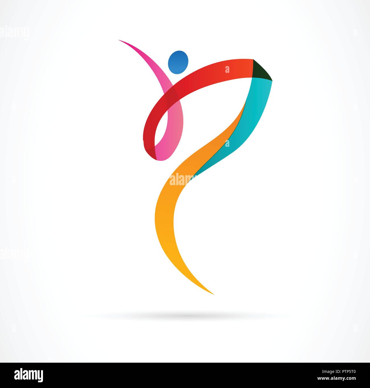 Abstract figura umana logo design. Palestra fitness, esecuzione di vettore trainer il logo colorato. Active Fitness, sport, danza web icona e simbolo Illustrazione Vettoriale