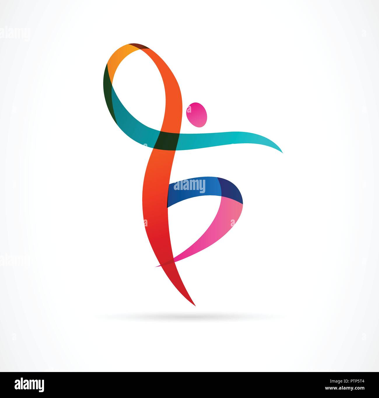 Abstract figura umana logo design. Palestra fitness, esecuzione di vettore trainer il logo colorato. Active Fitness, sport, danza web icona e simbolo Illustrazione Vettoriale