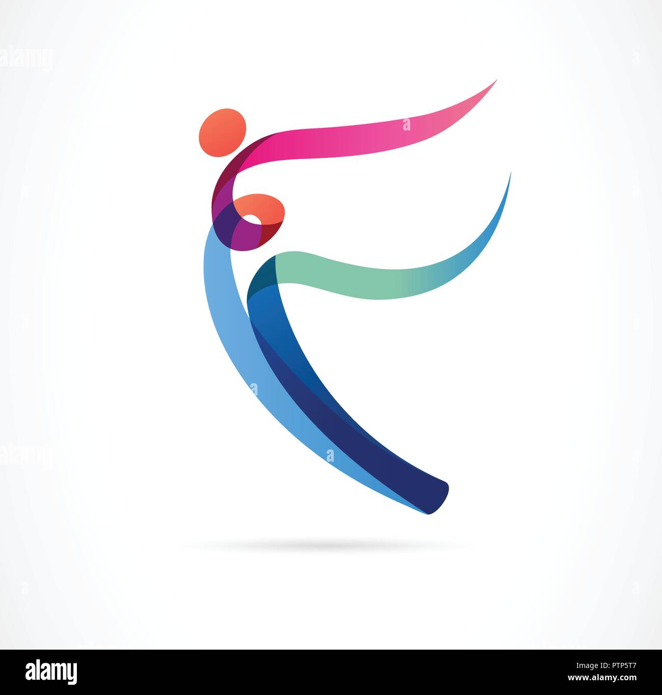 Abstract figura umana logo design. Palestra fitness, esecuzione di vettore trainer il logo colorato. Active Fitness, sport, danza web icona e simbolo Illustrazione Vettoriale