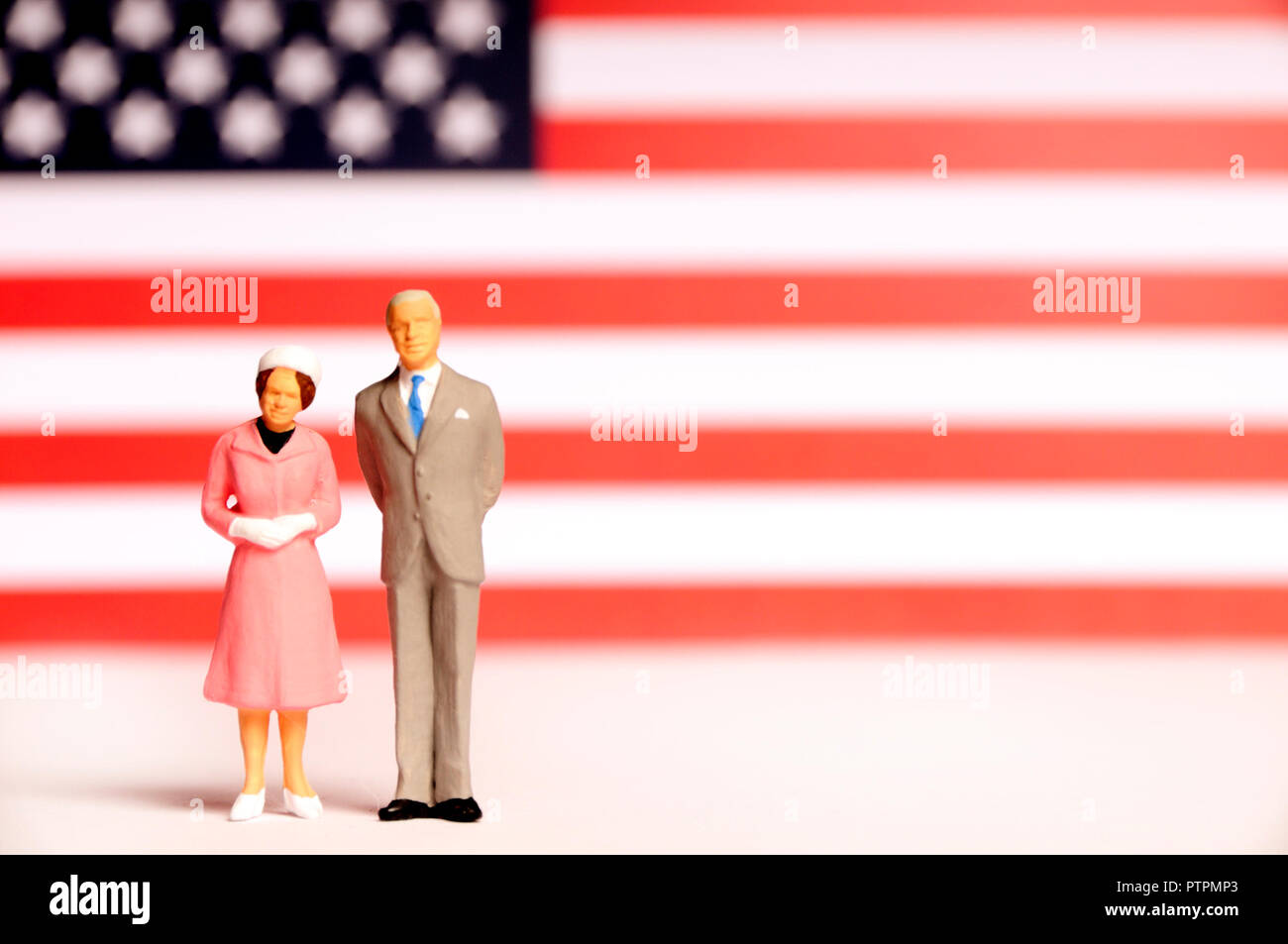 Statuine in miniatura del Presidente degli Stati Uniti e la first lady Foto Stock