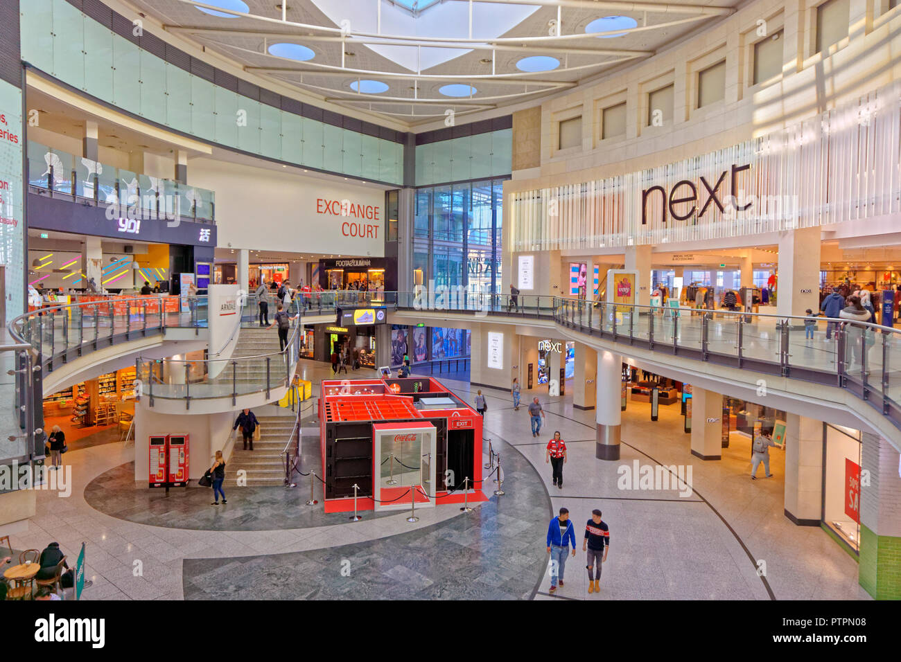 Manchester Arndale Centre shopping mall nel centro della città di Manchester, Greater Manchester, Inghilterra. Regno Unito. Foto Stock