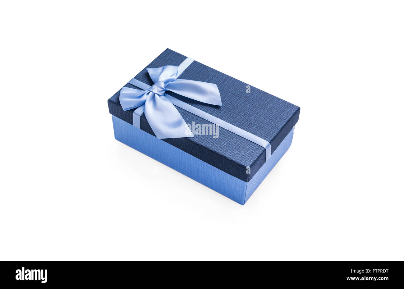 Blue box regalo su uno sfondo bianco. Foto Stock