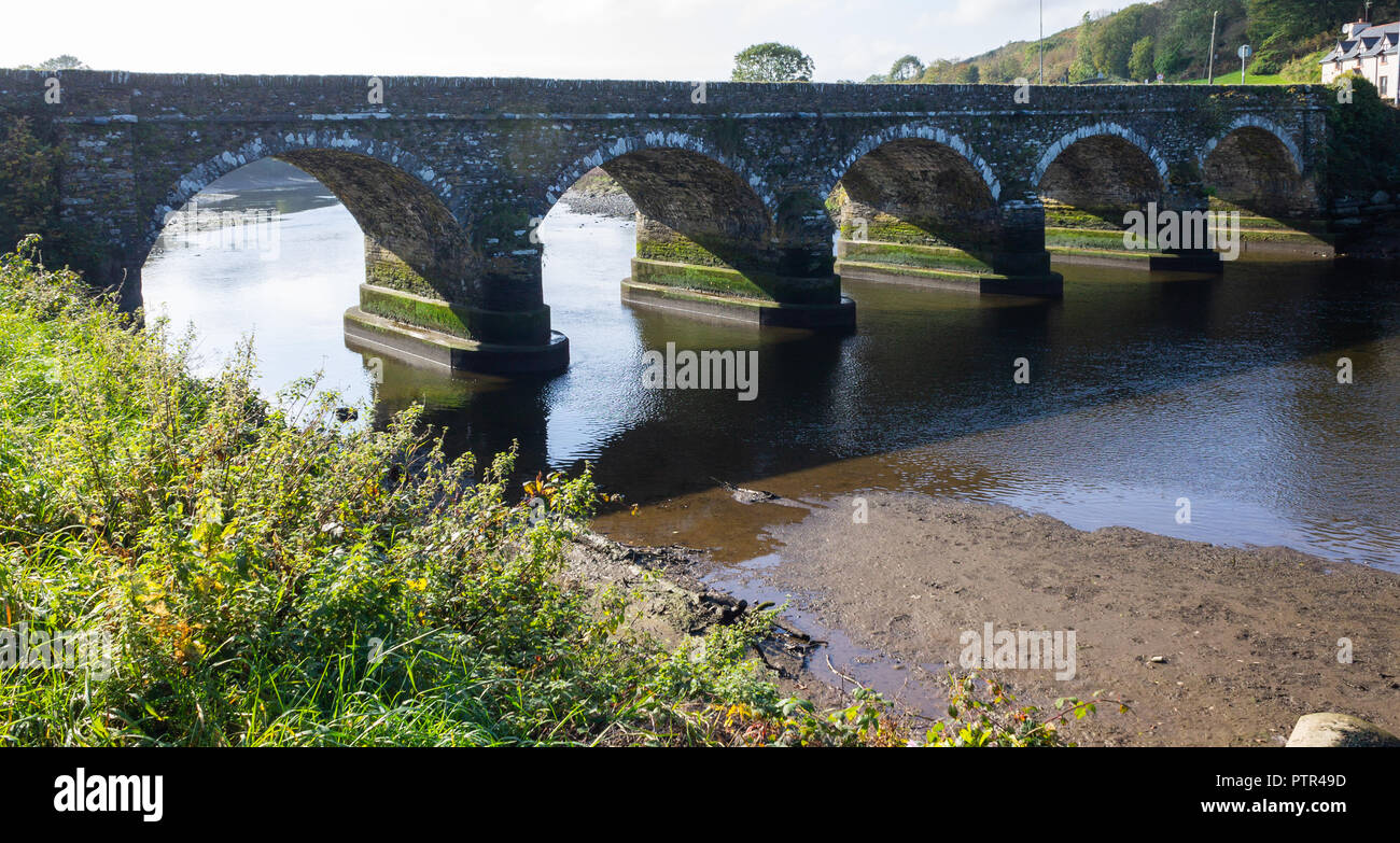 5 arcuata di ponte in pietra che attraversa il fiume ilen vicino a Skibbereen West Cork in Irlanda Foto Stock