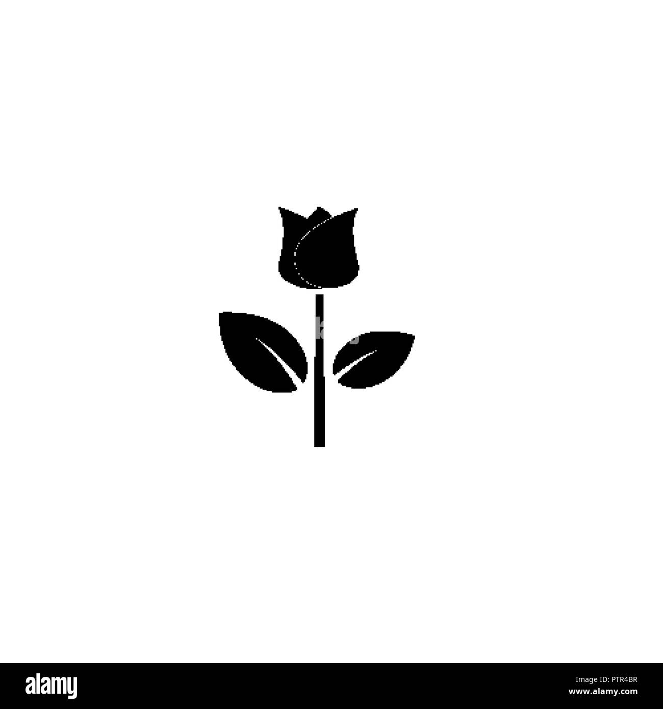 Nero semplice icona fiore glyph. Fiore di erbe silhouette nera Illustrazione Vettoriale