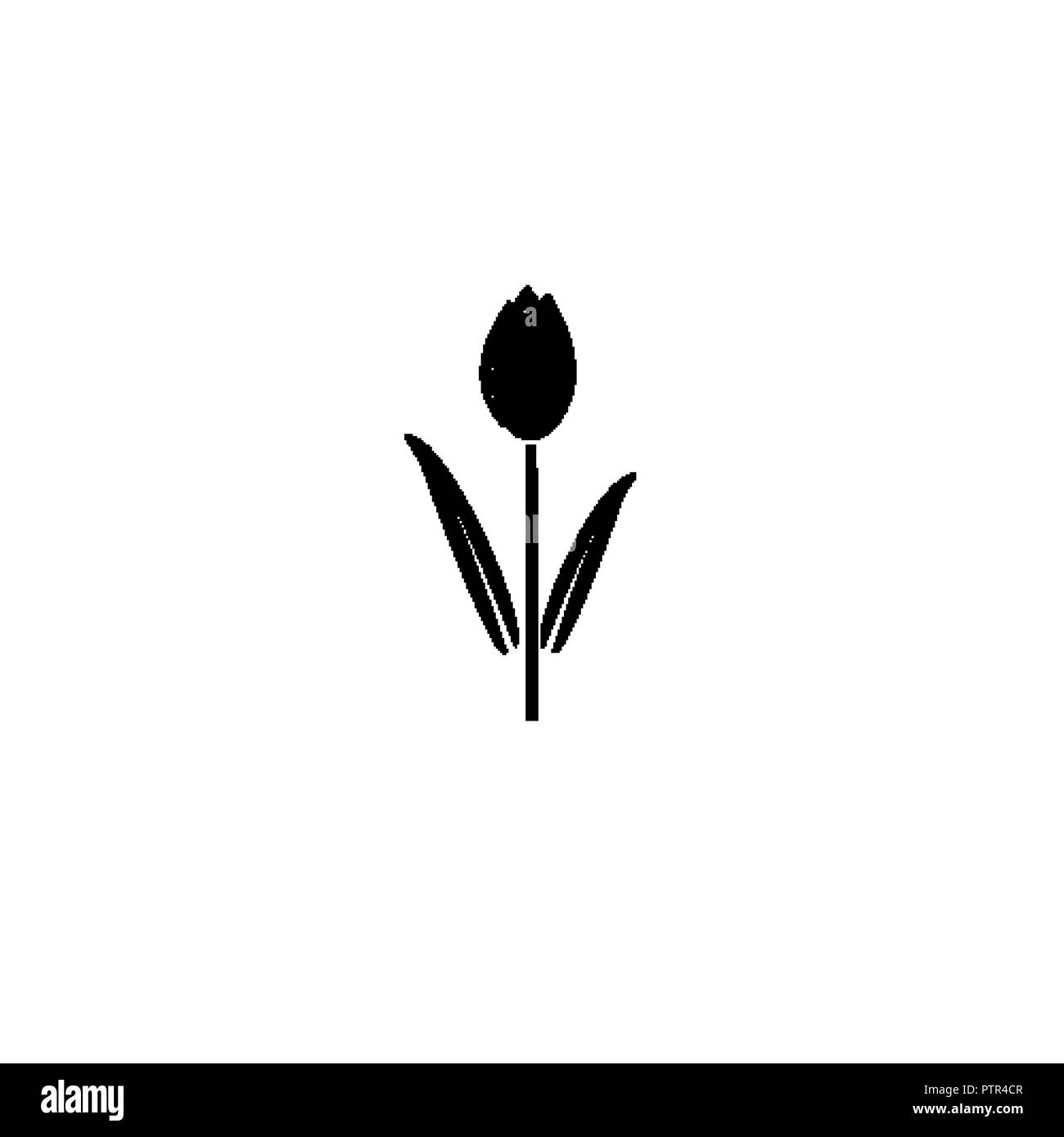 Semplice fiore nero icona. Fiore di erbe glifo nero Illustrazione Vettoriale