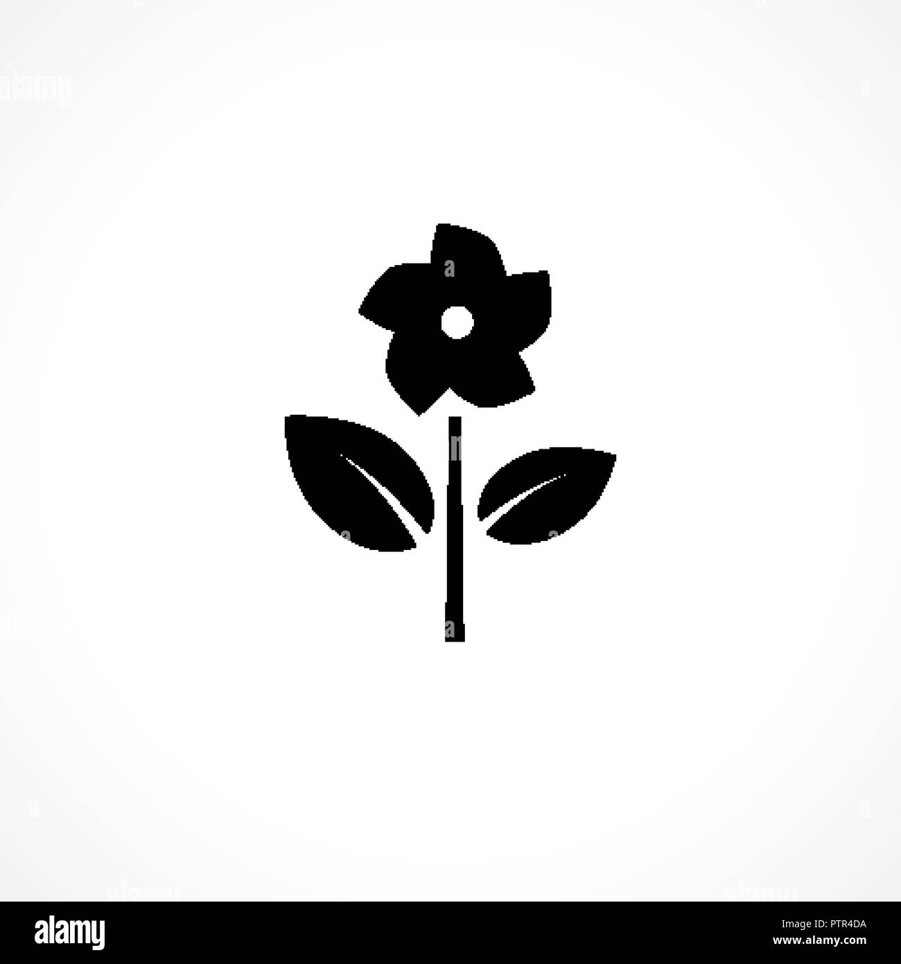Fiore nero icona vegetali. Glifo floreali segno. Silhouette a base di erbe Illustrazione Vettoriale