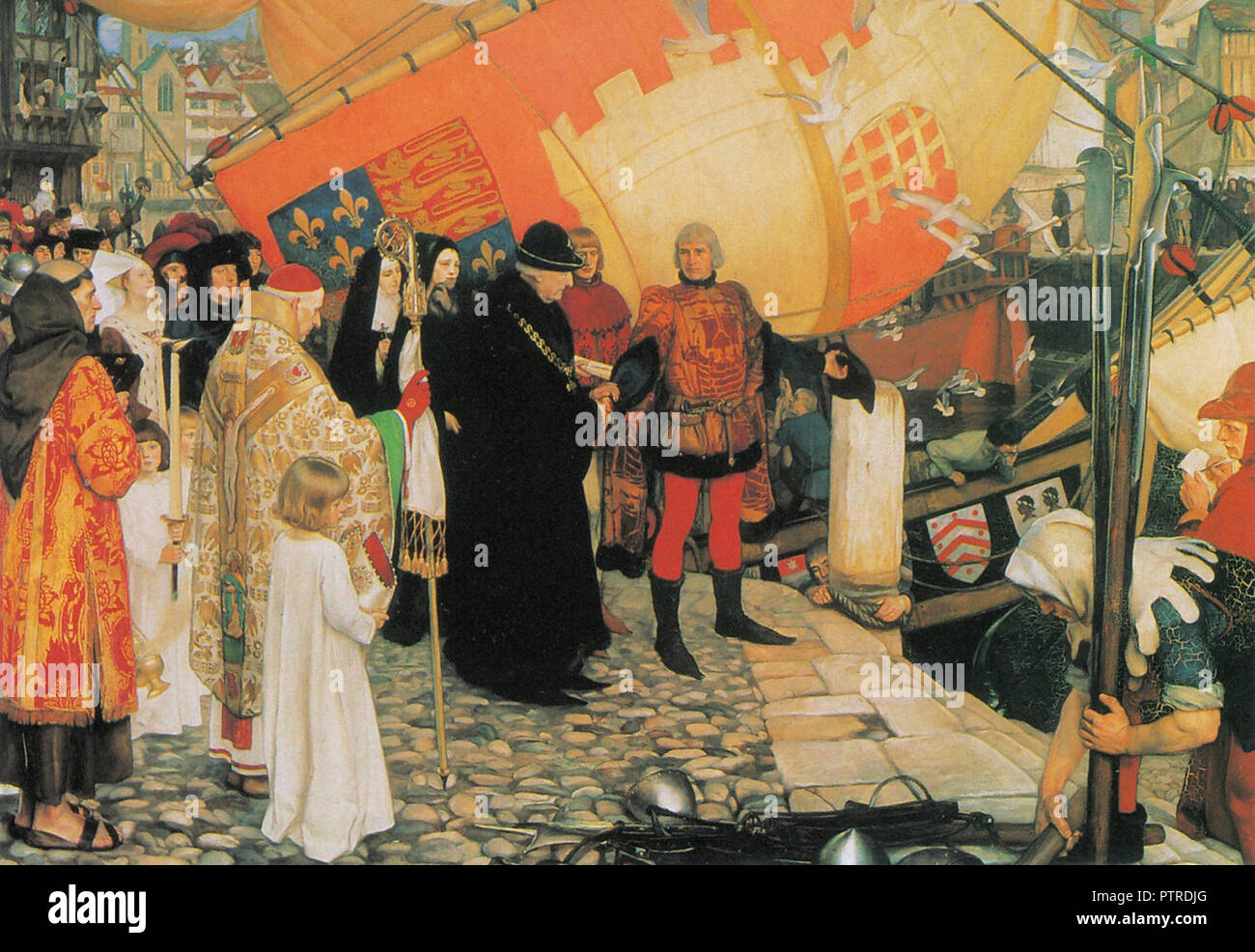 Consiglio di Ernest - la partenza di Giovanni e Sebastian Cabot sul loro primo viaggio di scoperta 1497 Foto Stock