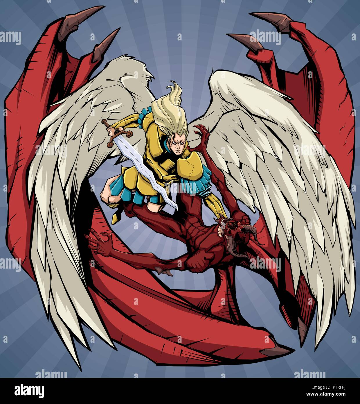 Angelo contro il diavolo Illustrazione Vettoriale