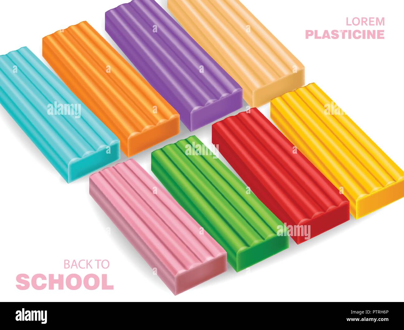 Vettore di plastilina realistiche. Colorato materiale di argilla. torna al concetto di scuola illustrazione vettoriale Illustrazione Vettoriale