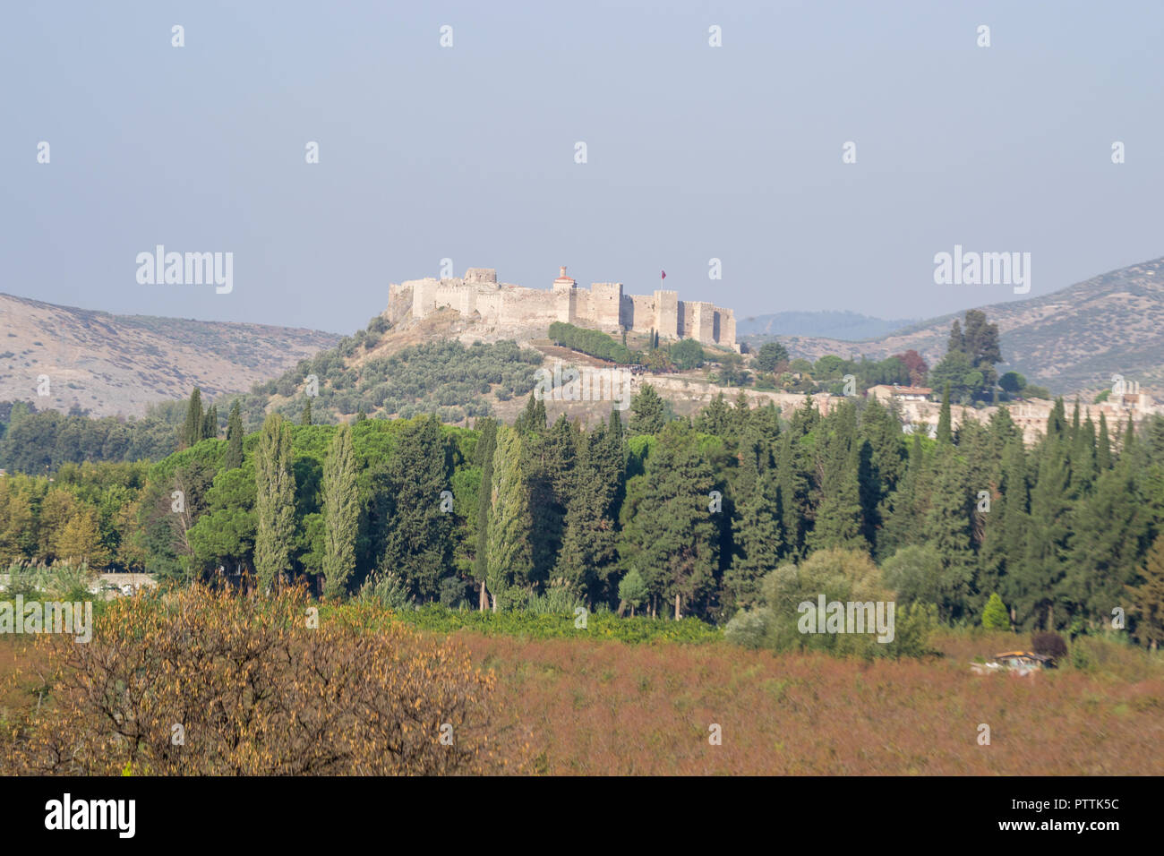 Paesaggio con Castello Ayasuluk, Selcuk,Turchia Foto Stock