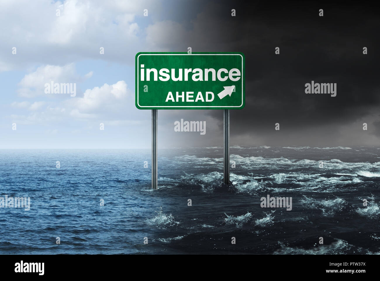 Concetto di assicurazione e uragano o tempesta danni alla proprietà il rischio finanziario idea e i proprietari assicurati per il disastro naturale perdita. Foto Stock