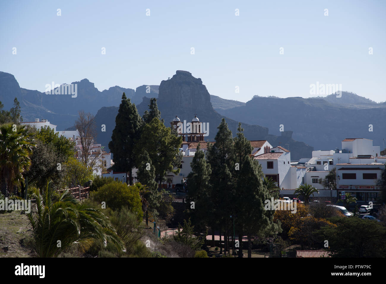 Artenara è il più antico e il più alto villaggio in Gran Canaria, Spagna Foto Stock