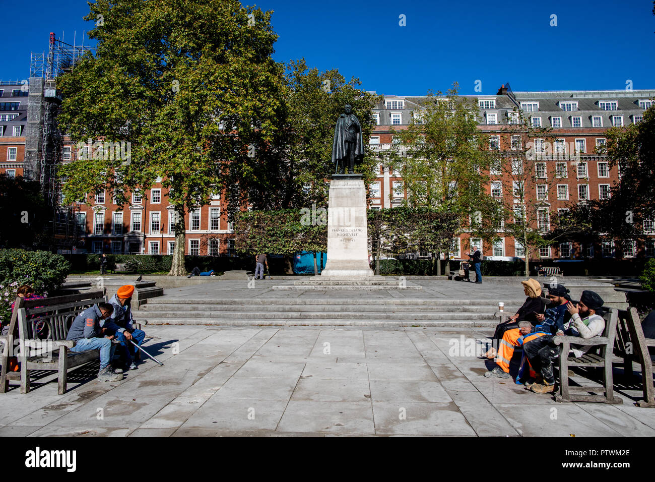 Statua di Franklin Roosavelt Grosvenor Square London REGNO UNITO Foto Stock
