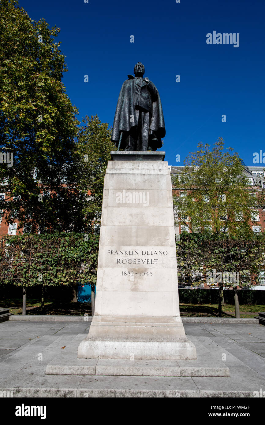 Statua di Franklin Roosevelt Grosvenor Square London REGNO UNITO Foto Stock