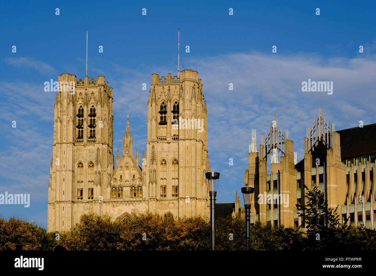 Cathédrale des Saints Michel et Gudule, Cattedrale di San Michele e Santa Gudula, Bruxelles, Belgio Foto Stock