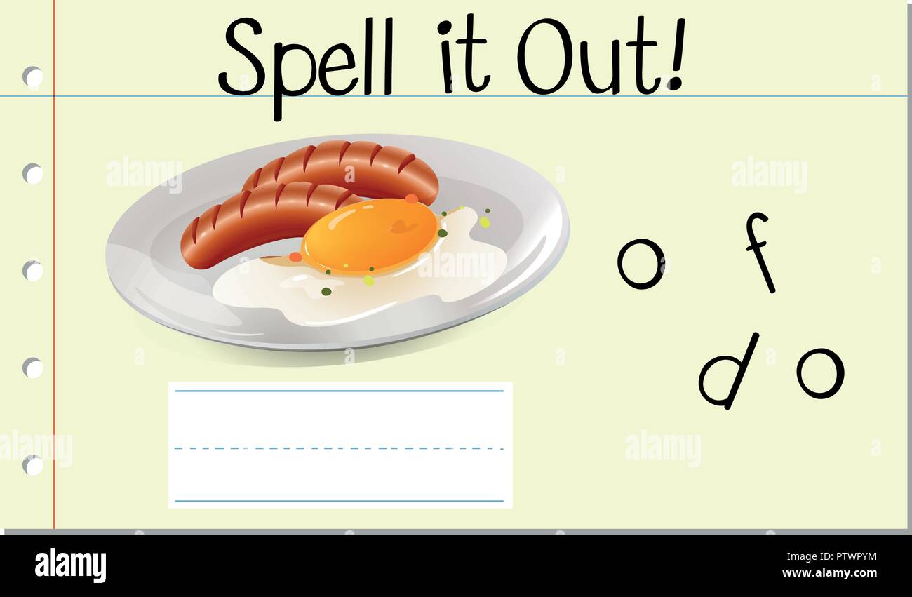 Scrivi parola inglese cibo illustrazione Illustrazione Vettoriale