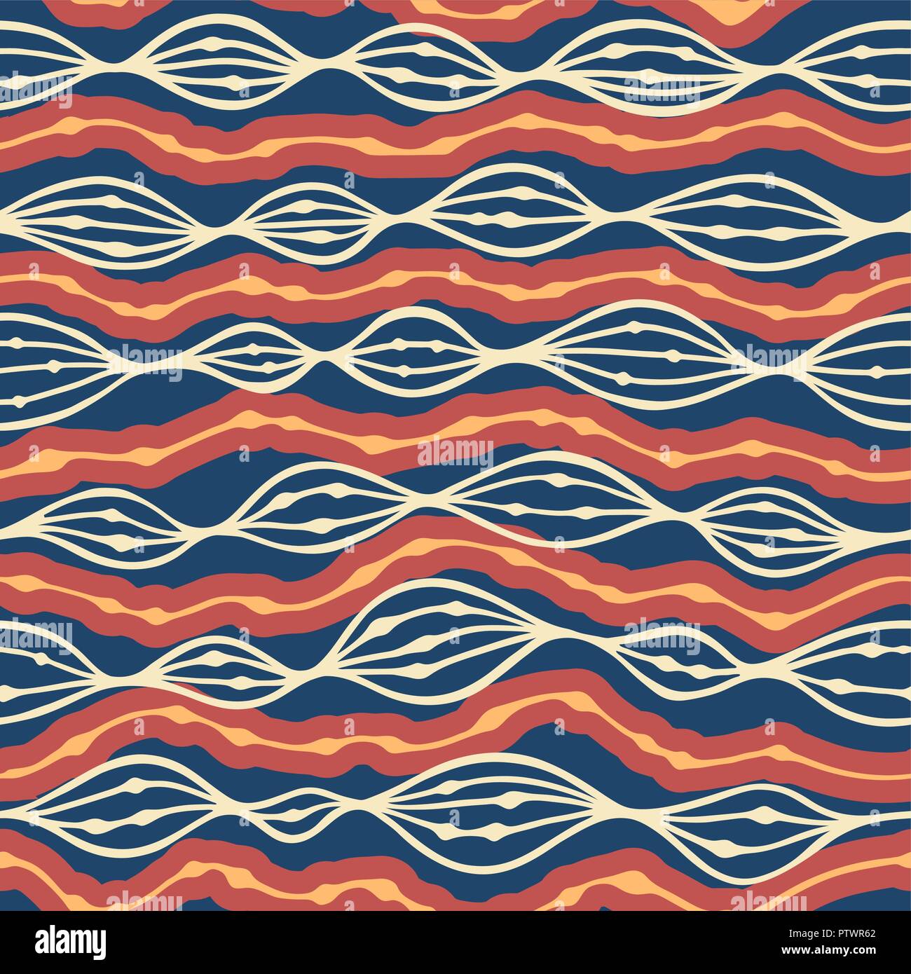 Vettore astratto modello senza giunture. Disegnata a mano etnico. Utilizzare per tessuto, riempimenti, sfondo della pagina web. Illustrazione Vettoriale