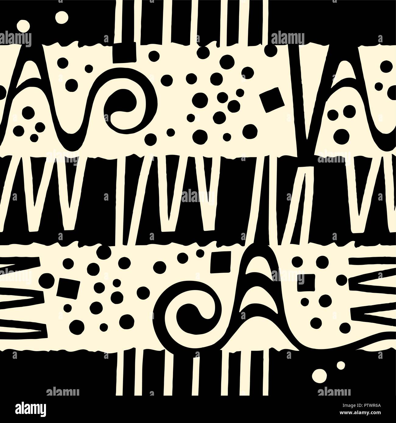 Vettore astratto modello senza giunture. Disegnata a mano sullo sfondo. Utilizzare per il disegno di tessuto, riempimenti, sfondo della pagina web. Illustrazione Vettoriale