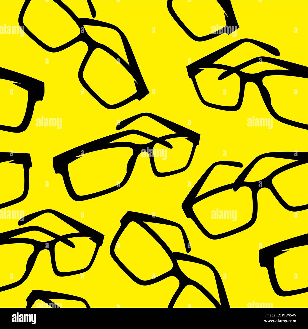 Creative sfondo senza soluzione di continuità con gli occhiali. Abstract sfondo vettoriale nei colori nero e giallo Illustrazione Vettoriale