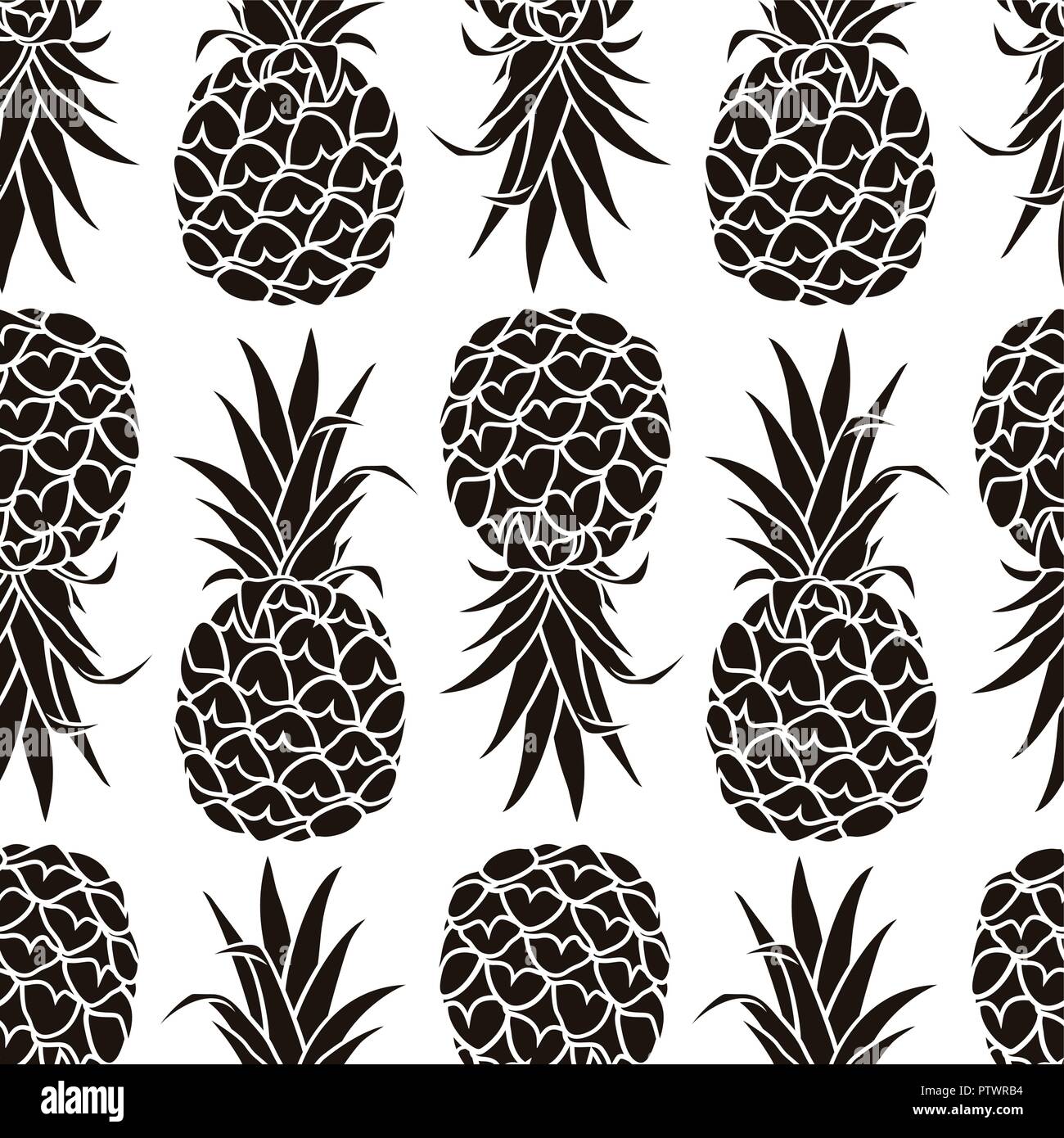 Abstract seamless pattern con l'ananas. Sfondo vettoriale per un design contemporaneo Illustrazione Vettoriale