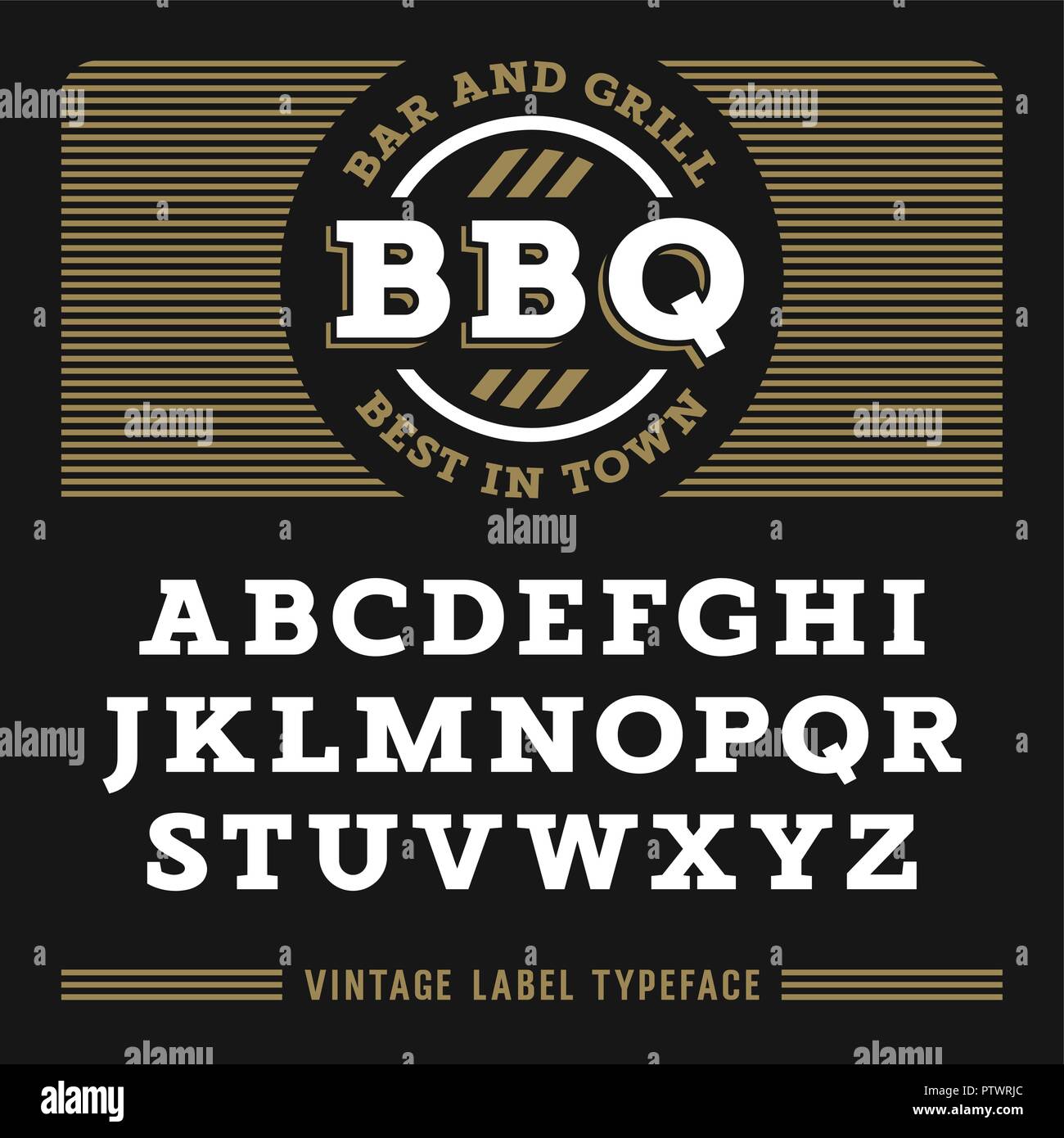 Font Vintage in stile egiziano. Lastra di tipo Serif lettere. Vintage fatti a mano di carattere per le etichette e poster Illustrazione Vettoriale