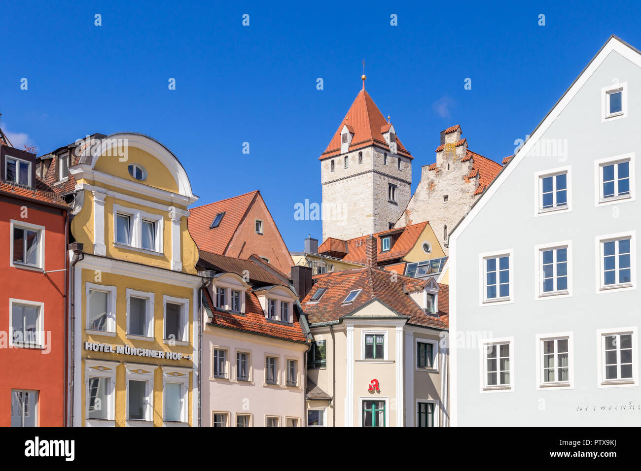 Edifici a Neupfarrplatz, Regensburg, Baviera, Germania, Europa Foto Stock