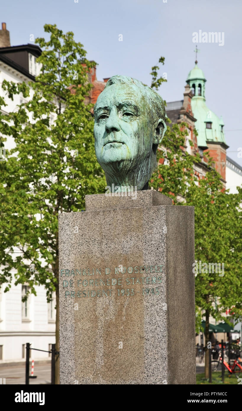 Monumento a Franklin Delano Roosevelt a Copenaghen. Danimarca Foto Stock