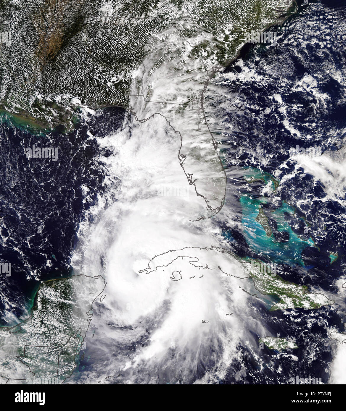 Uragano Michael vicino a Florida. Gli elementi di questa immagine sono arredate dalla NASA Foto Stock