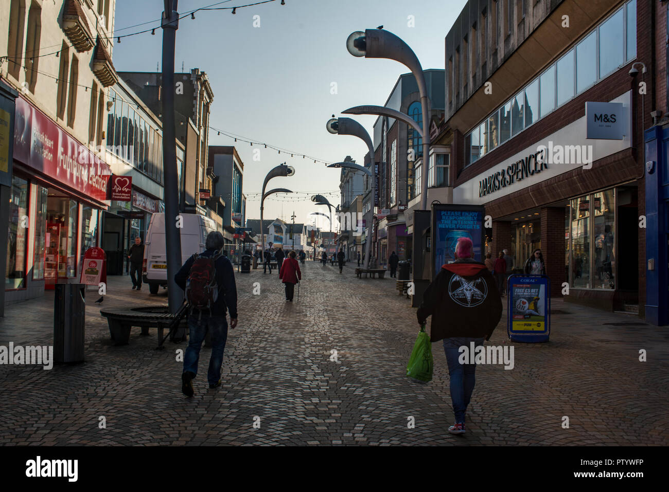 Nel centro di Blackpool, Lancashire, Regno Unito Foto Stock