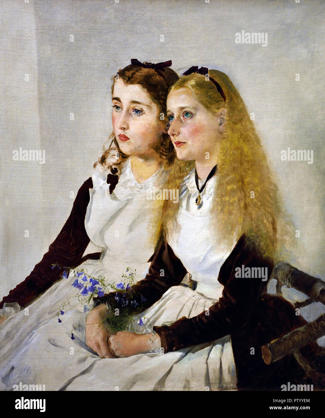 L'artista nipotine, Elisabeth e Maja, 1872/73 da Anton Romako 1832 - 1889 pittore austriaco. Austria . ( Anton Romako è stato uno dei grandi pionieri del modernismo ) Foto Stock